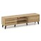 Oak TV Stand 71” Media Console with Sliding Doors, 2 Side Cabinets & Middle Shelves, Supports TVs up to 80”